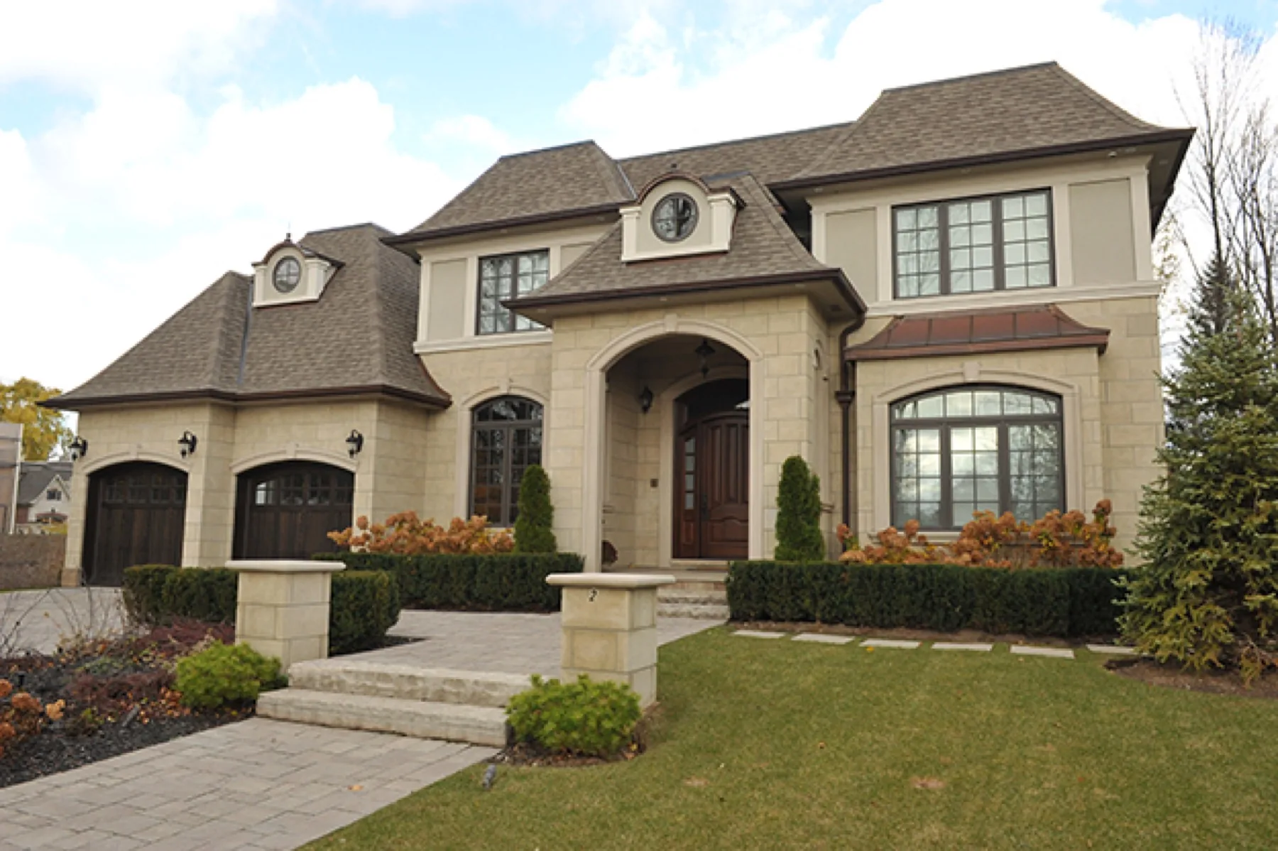 Custom home exterior with premium finishes