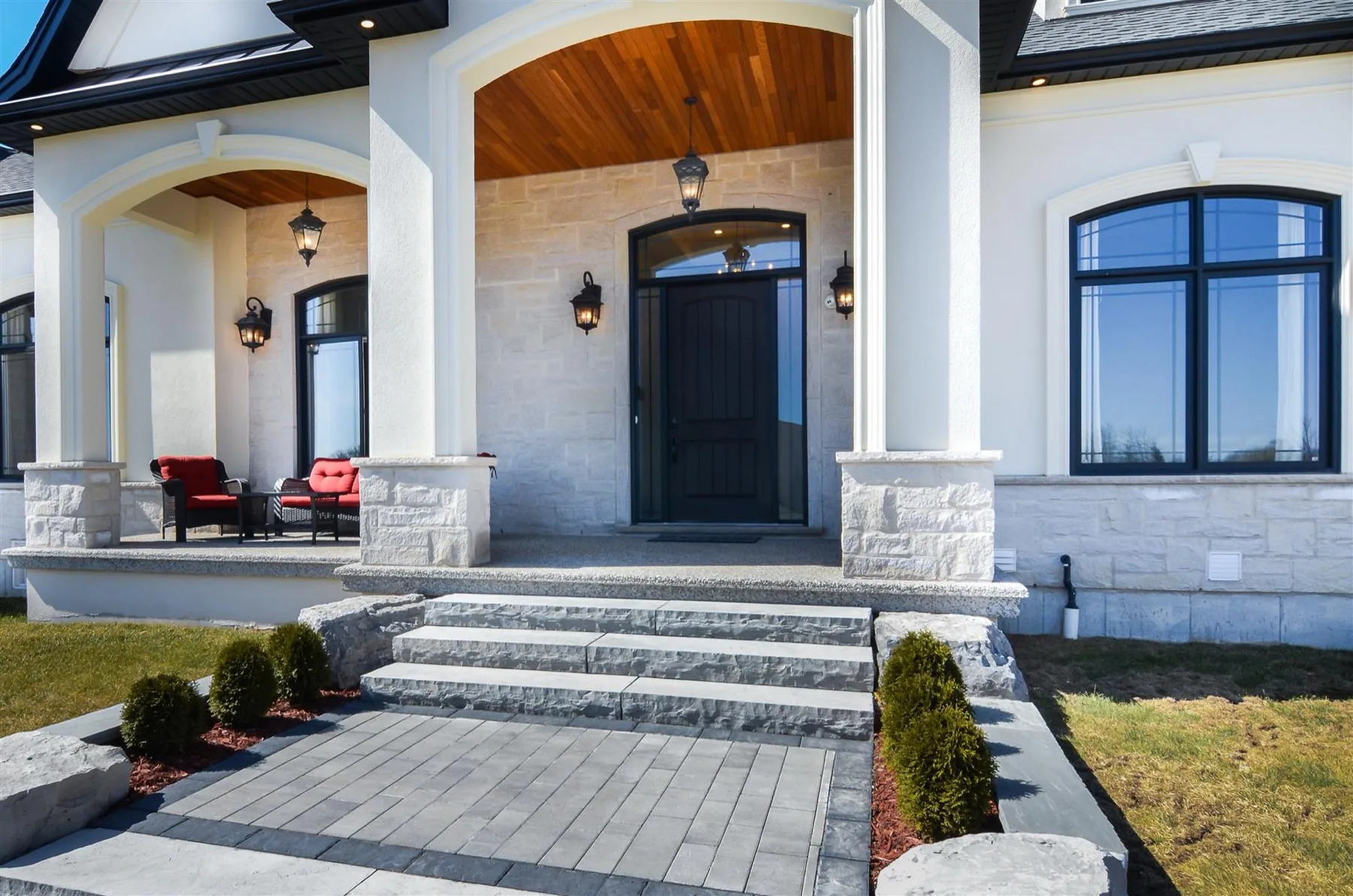 Front entrance of a completed custom home